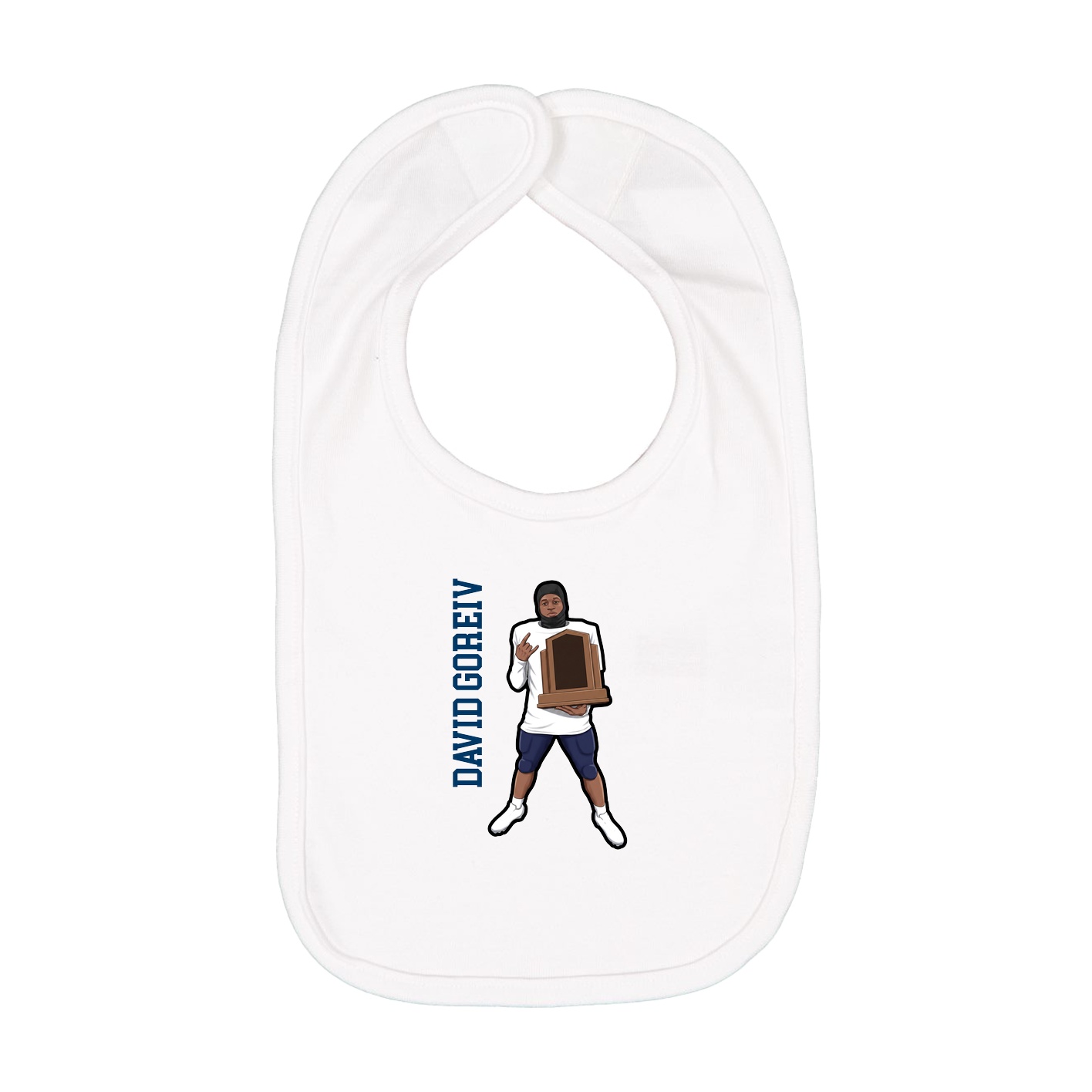 Infant Bib — Name Vertical in White