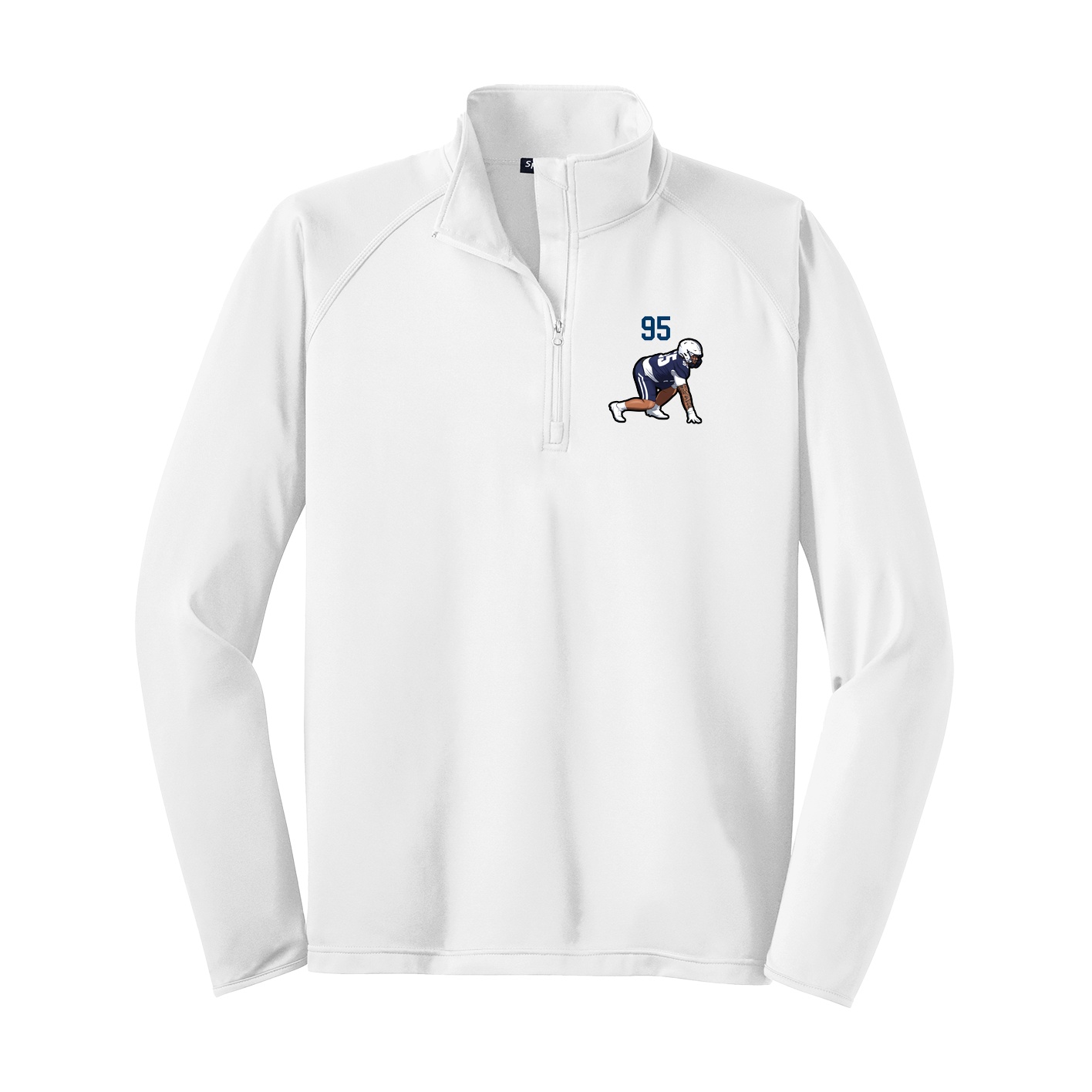 Q-Zip Pullover — Number Top in White