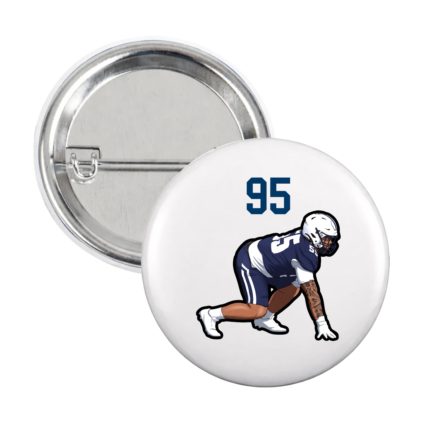 Game Day Button — Number Top in White