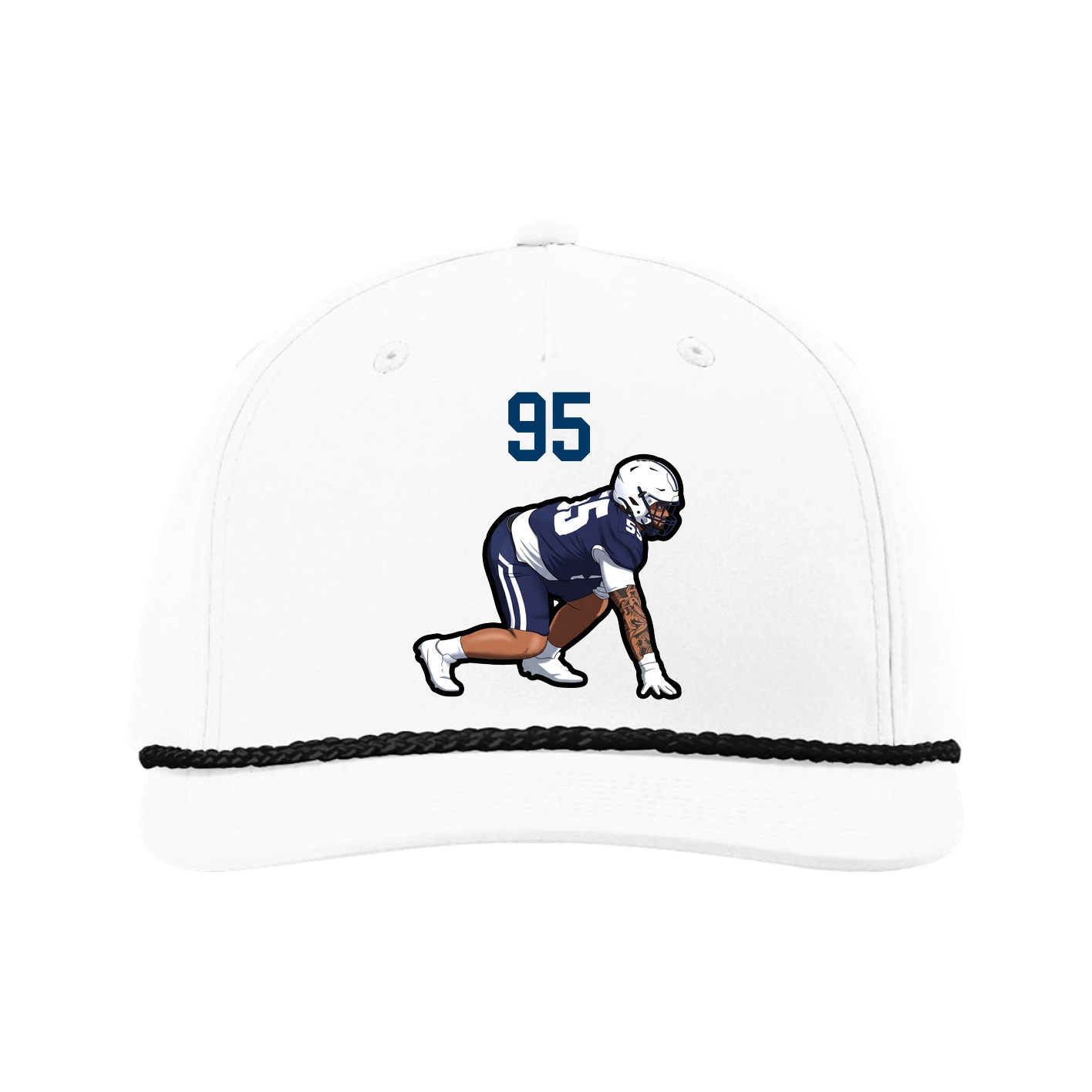 Five-Panel Classic Rope Cap — Number Top in White