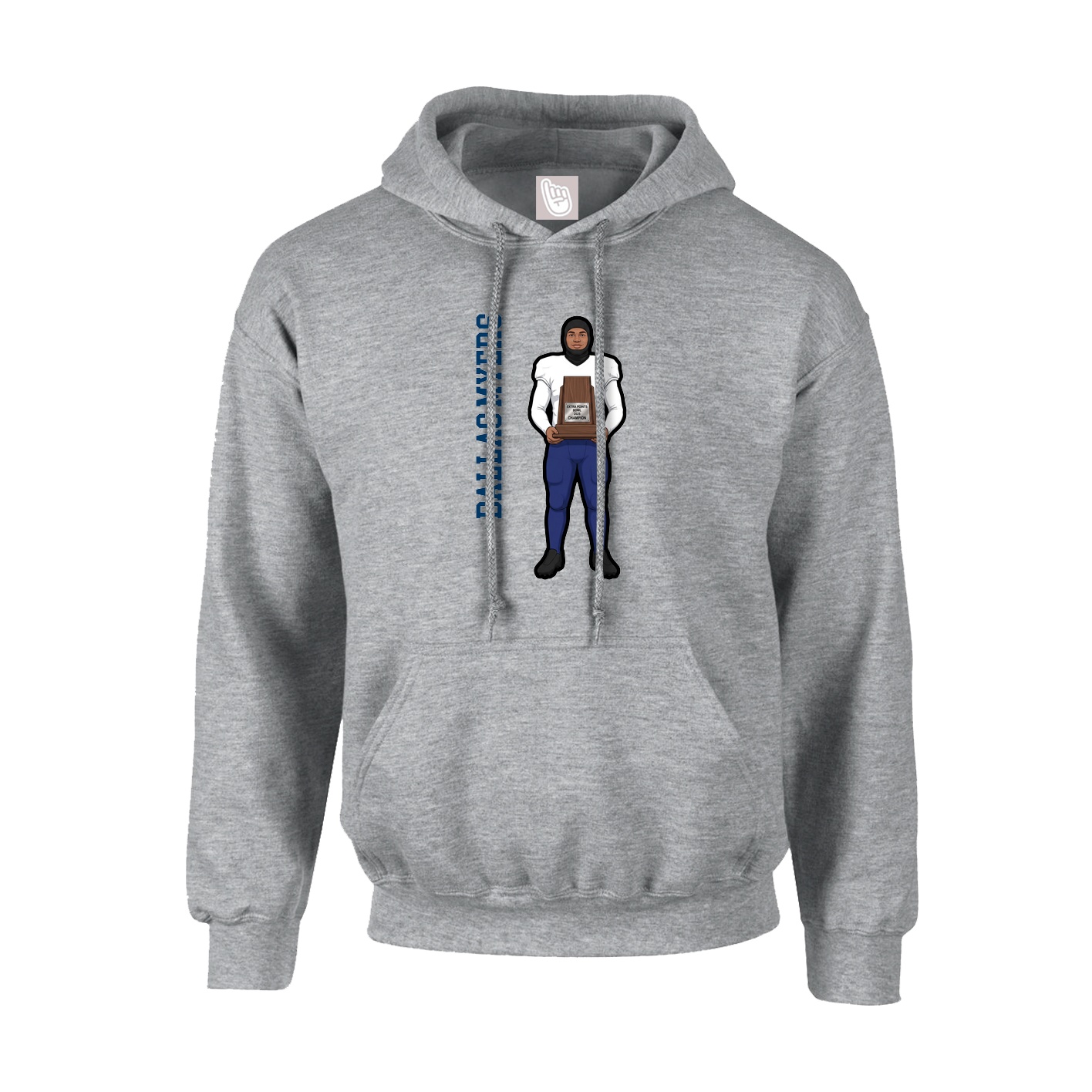 Youth Hoodie — Name Vertical in Grey