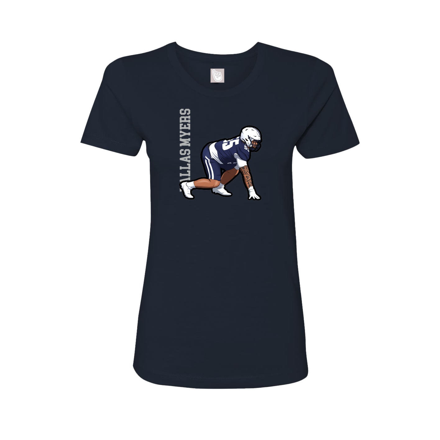 Fitted Women's Tee — Name Vertical in Navy