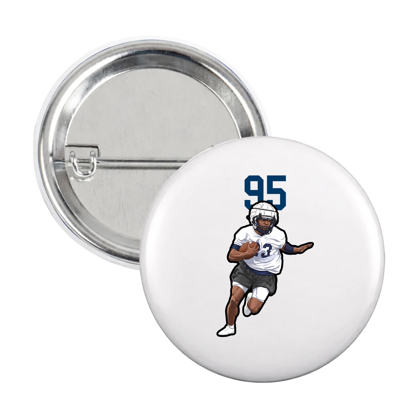 Game Day Button — Number Top in White