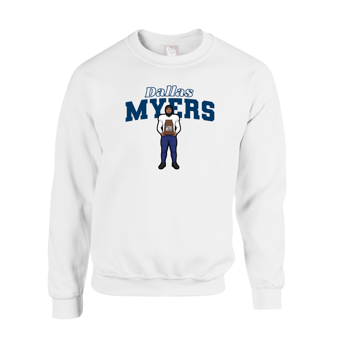 Fleece Crew — Name Arch in White
