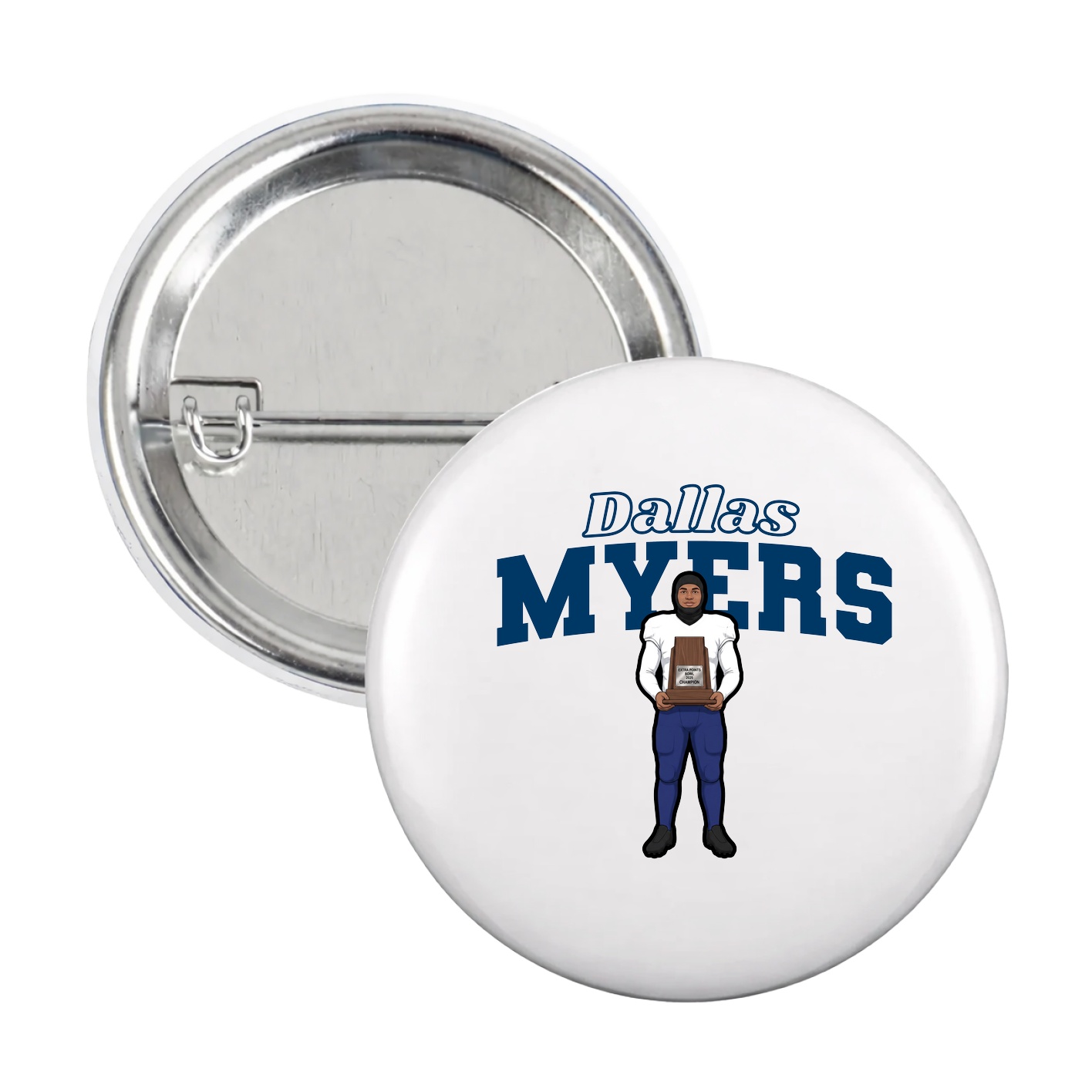 Game Day Button — Name Arch in White