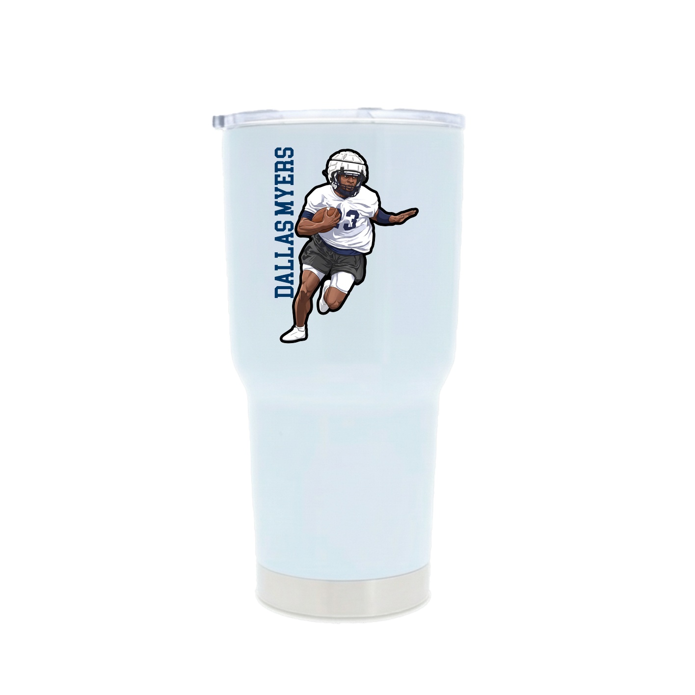30oz Stainless Steel Tumbler — Name Vertical in White