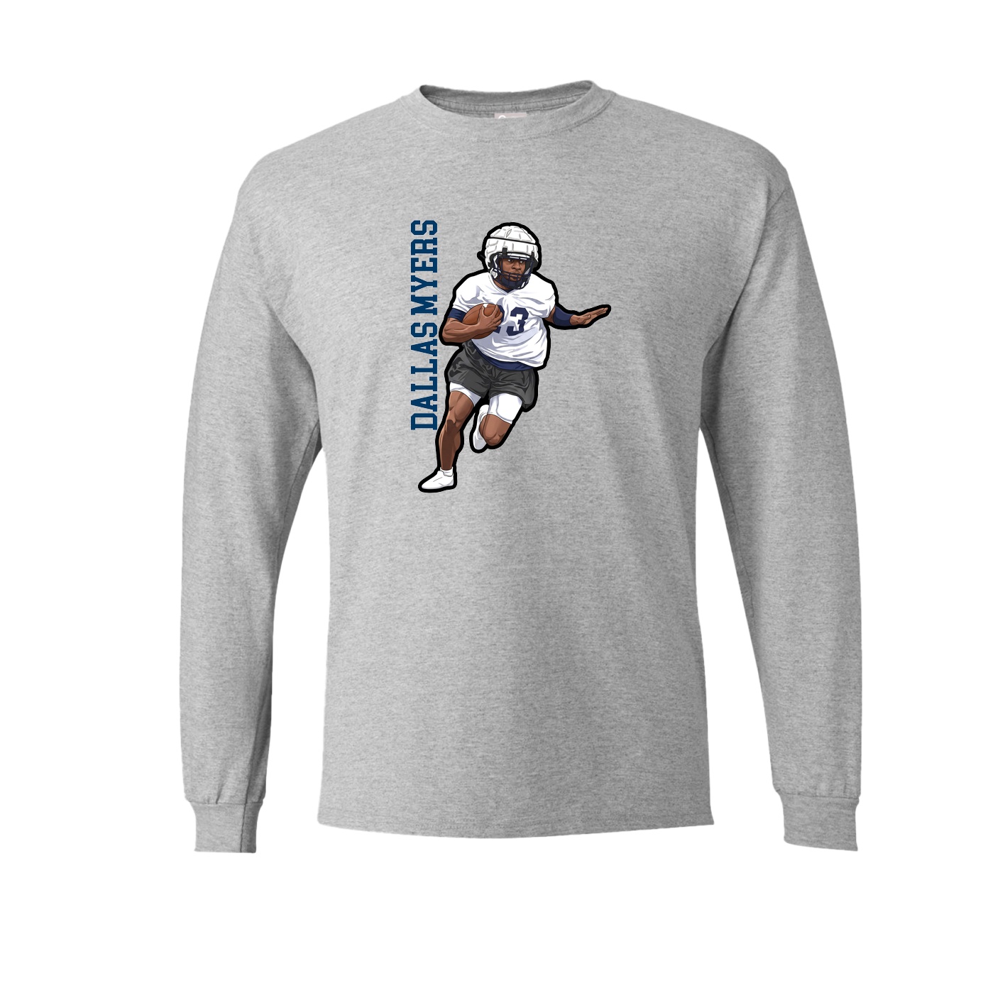 Long Sleeve Tee — Name Vertical in Grey