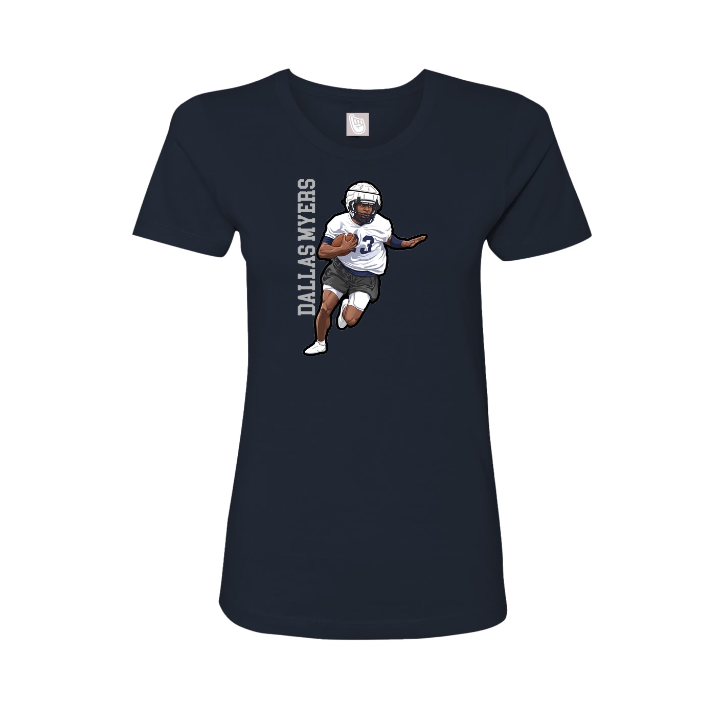 Fitted Women's Tee — Name Vertical in Navy