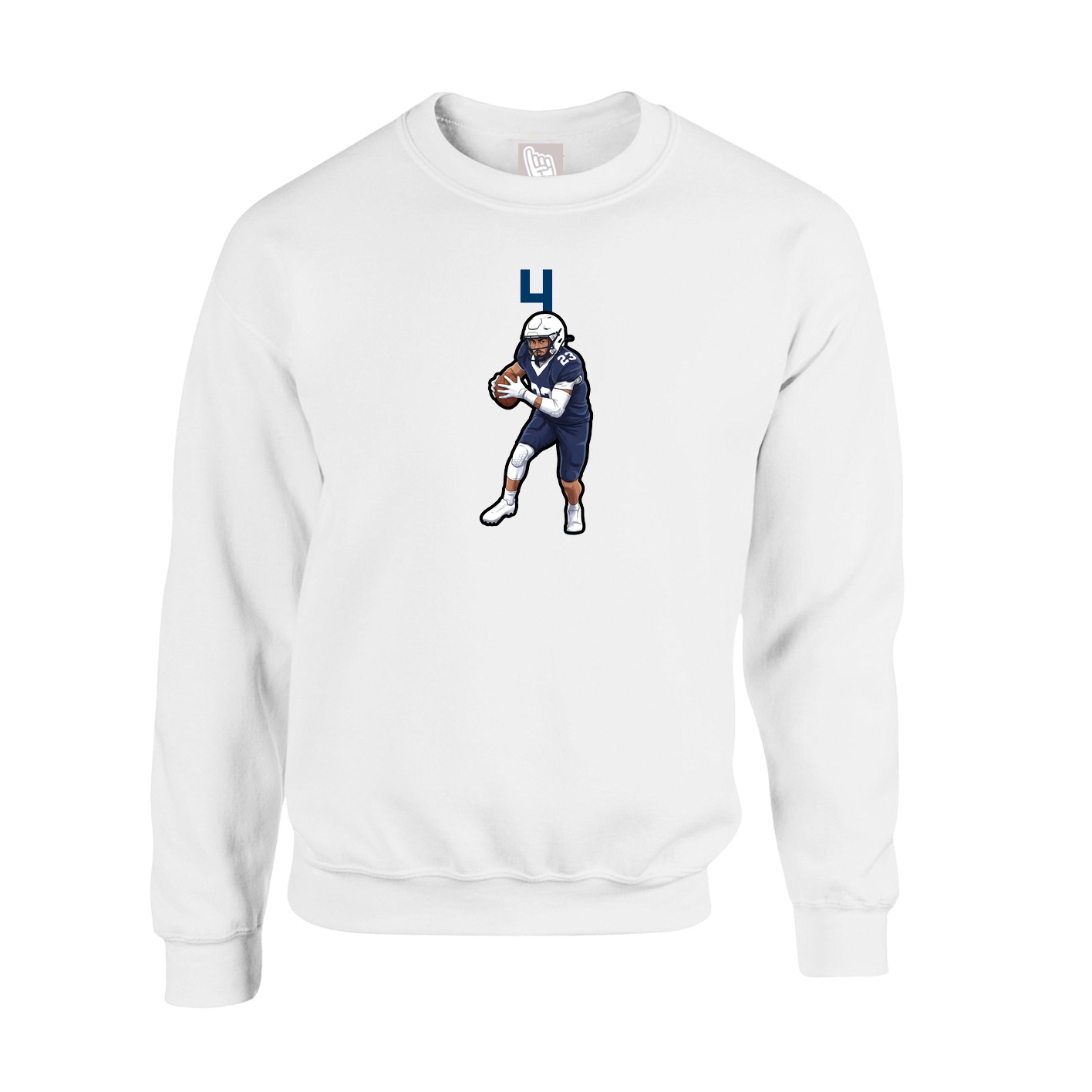 Fleece Crew — Number Top in White