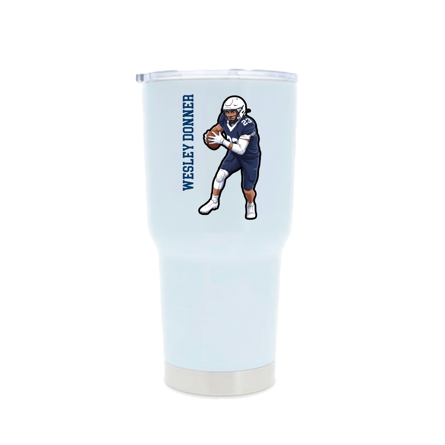 30oz Stainless Steel Tumbler — Name Vertical in White