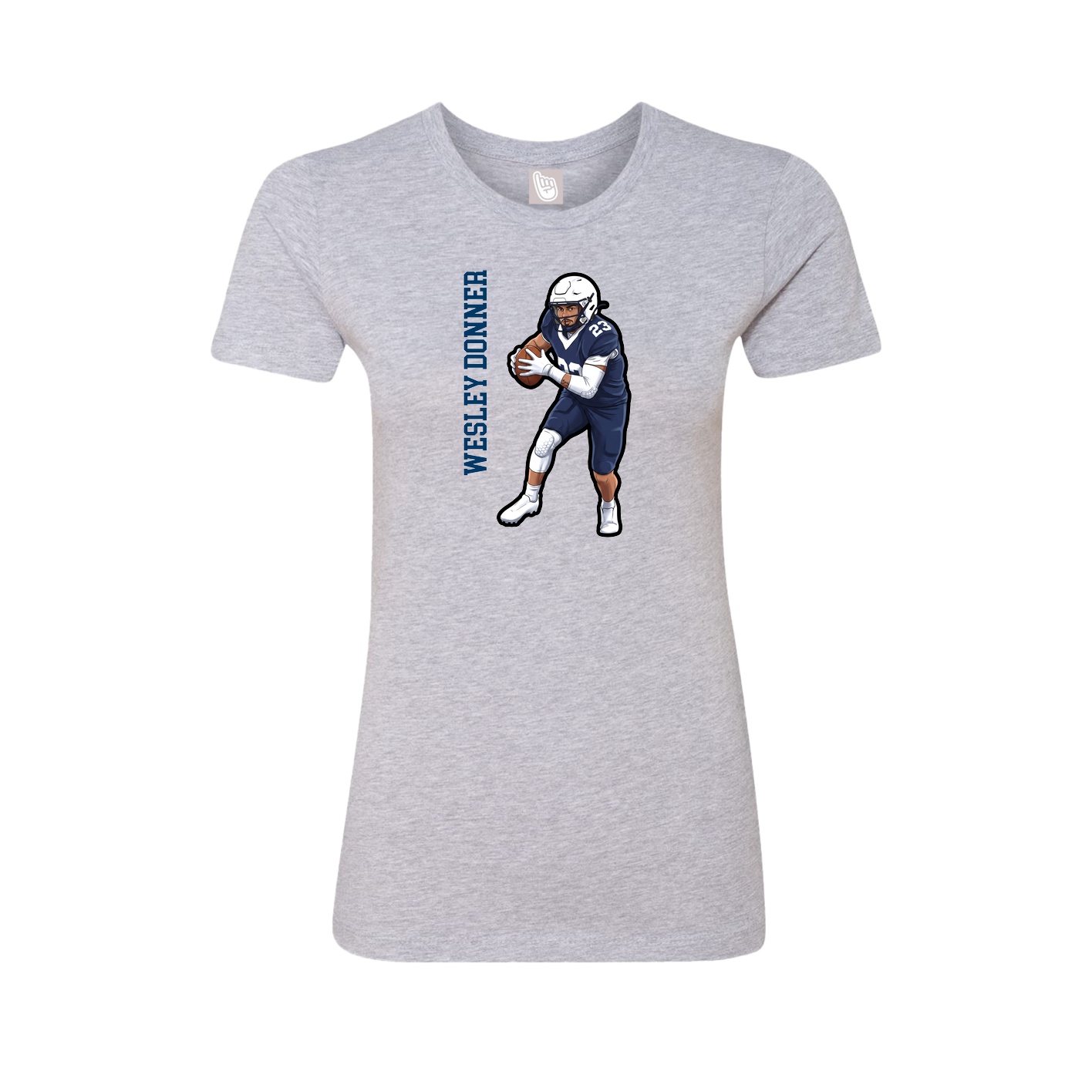 Fitted Women's Tee — Name Vertical in Grey
