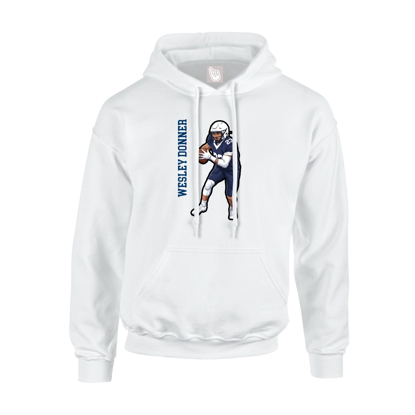 Youth Hoodie — Name Vertical in White