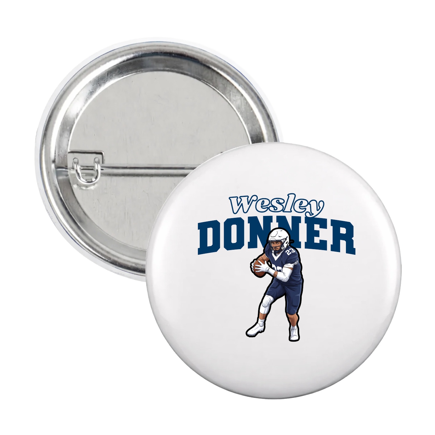 Game Day Button — Name Arch in White