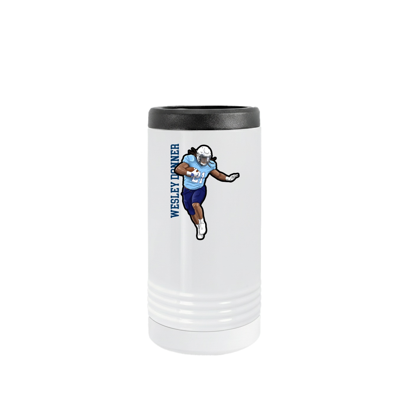 Slim Beverage Holder — Name Vertical in White