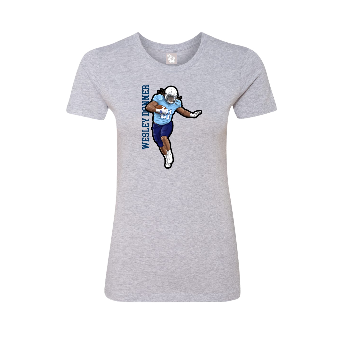 Fitted Women's Tee — Name Vertical in Grey