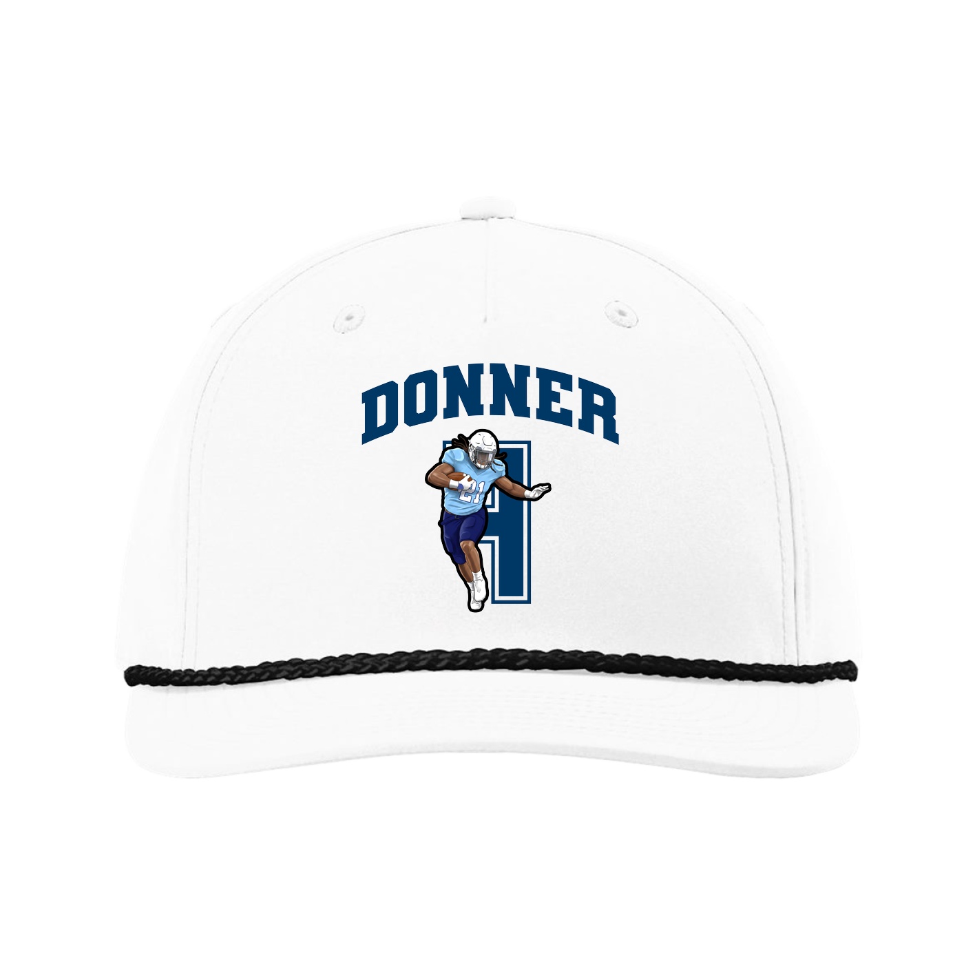 Five-Panel Classic Rope Cap — Number in White