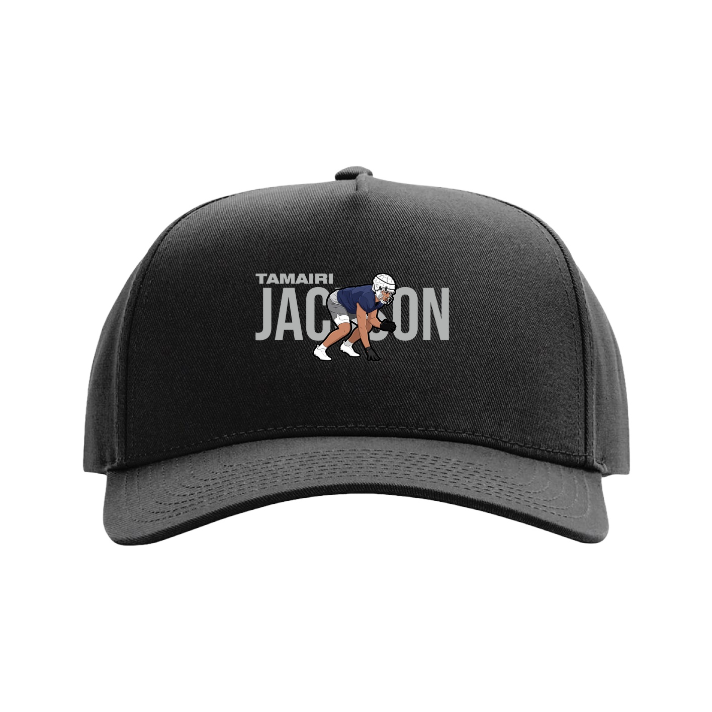 Full Fabric Five-Panel Champ Cap — Player Name in Black