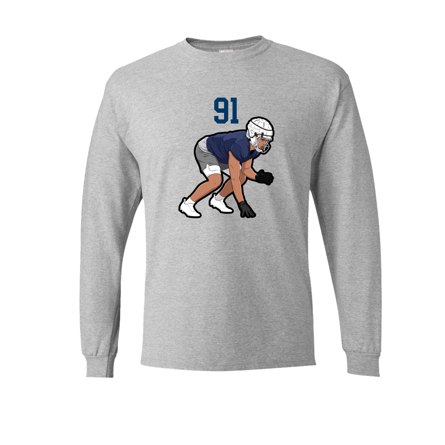 Long Sleeve Tee — Number Top in Grey