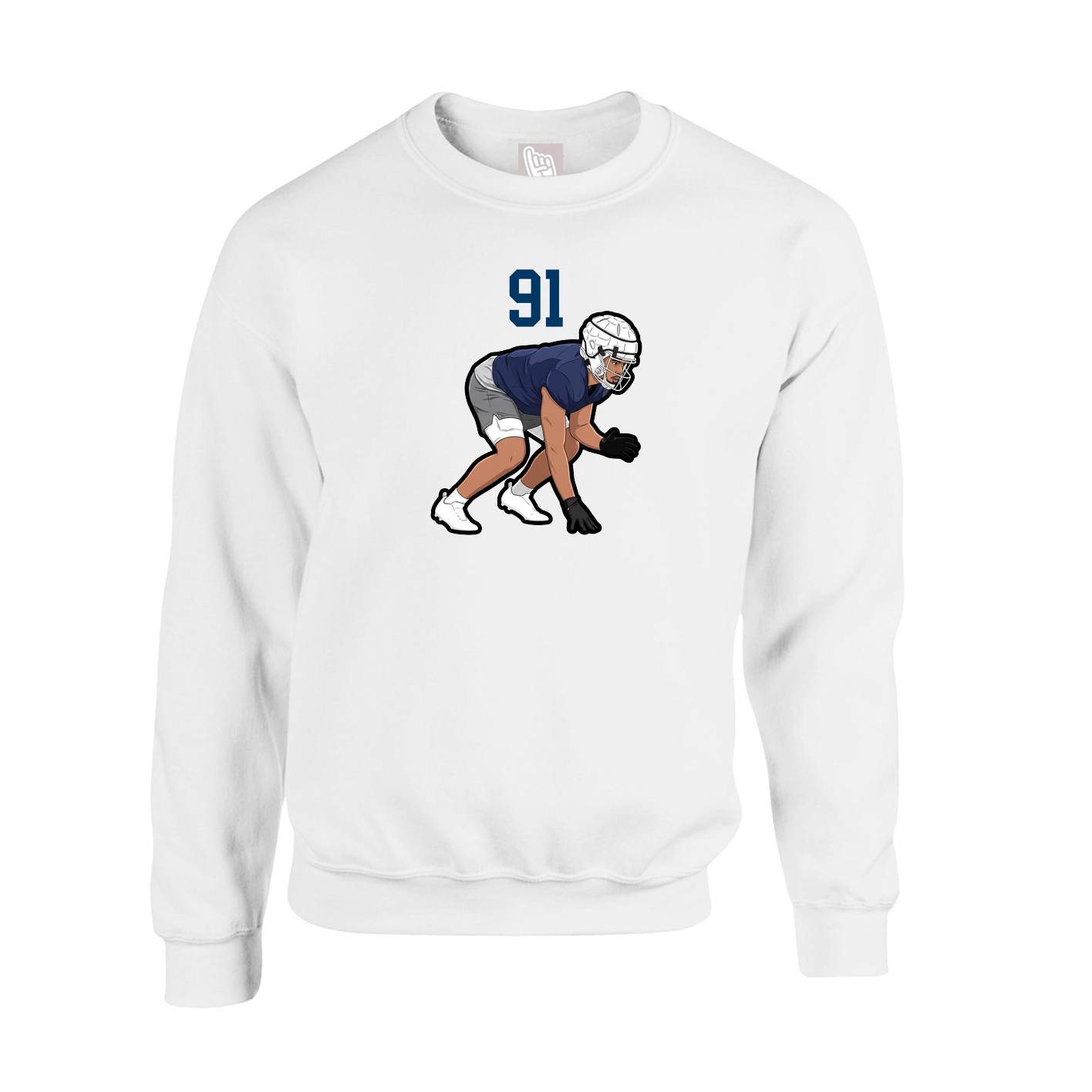 Fleece Crew — Number Top in White