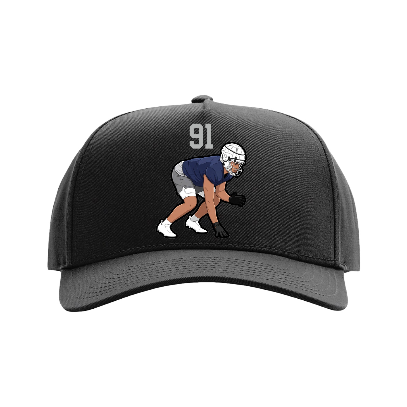 Full Fabric Five-Panel Champ Cap — Number Top in Black