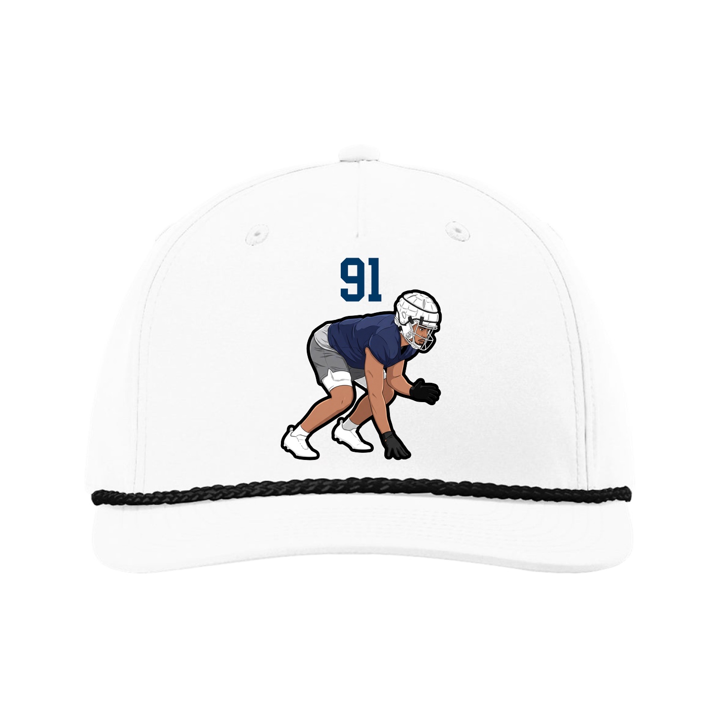 Five-Panel Classic Rope Cap — Number Top in White