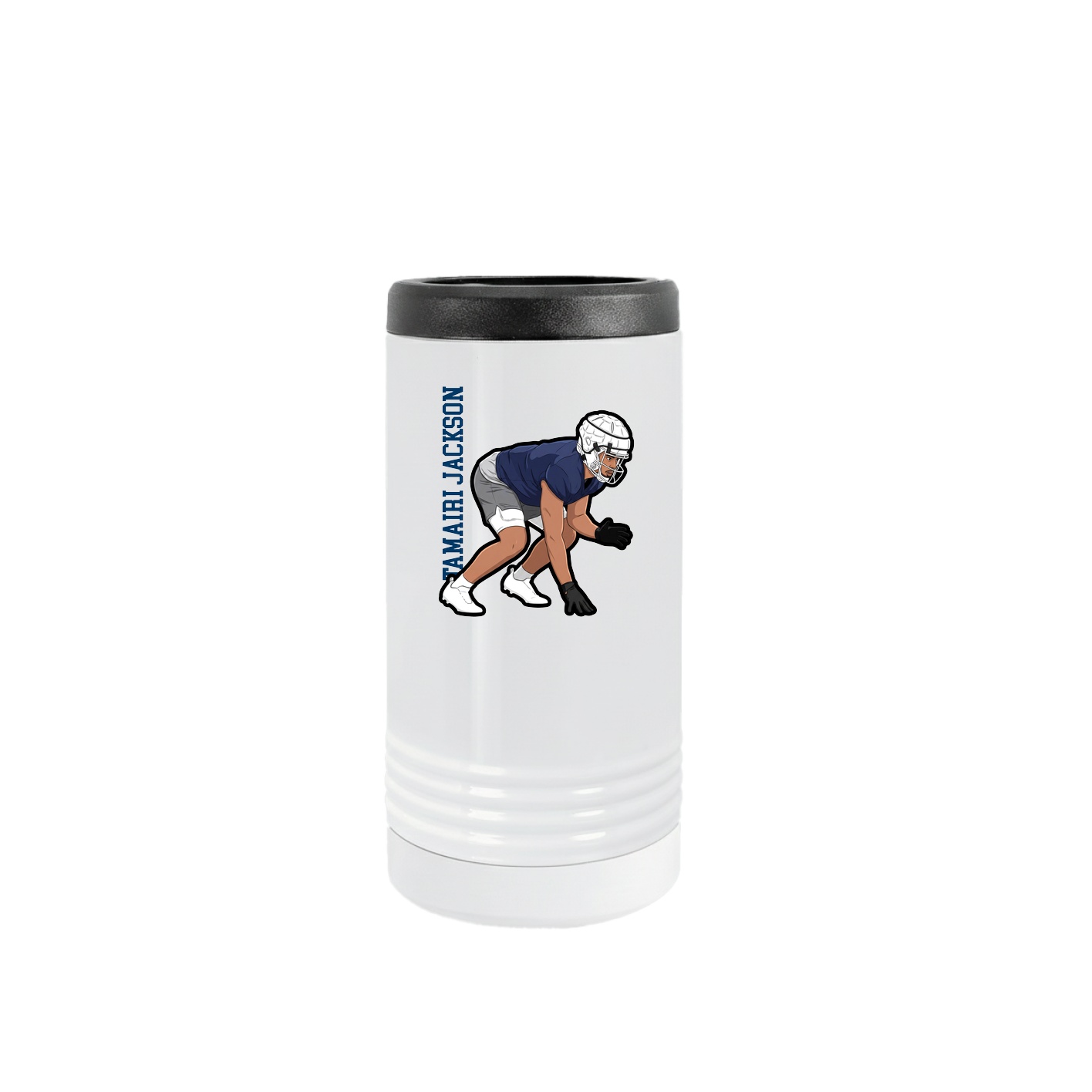 Slim Beverage Holder — Name Vertical in White