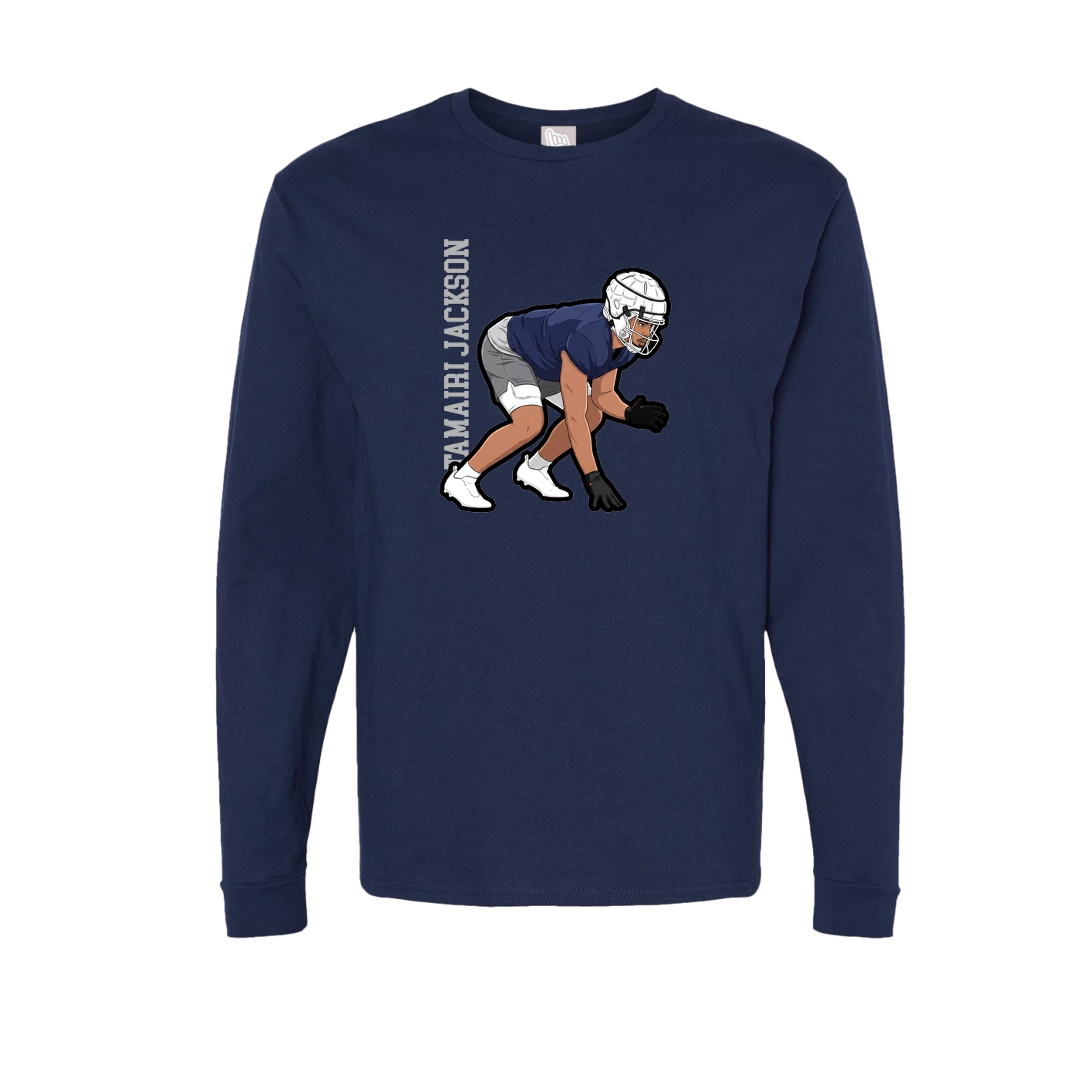 Long Sleeve Tee — Name Vertical in Navy