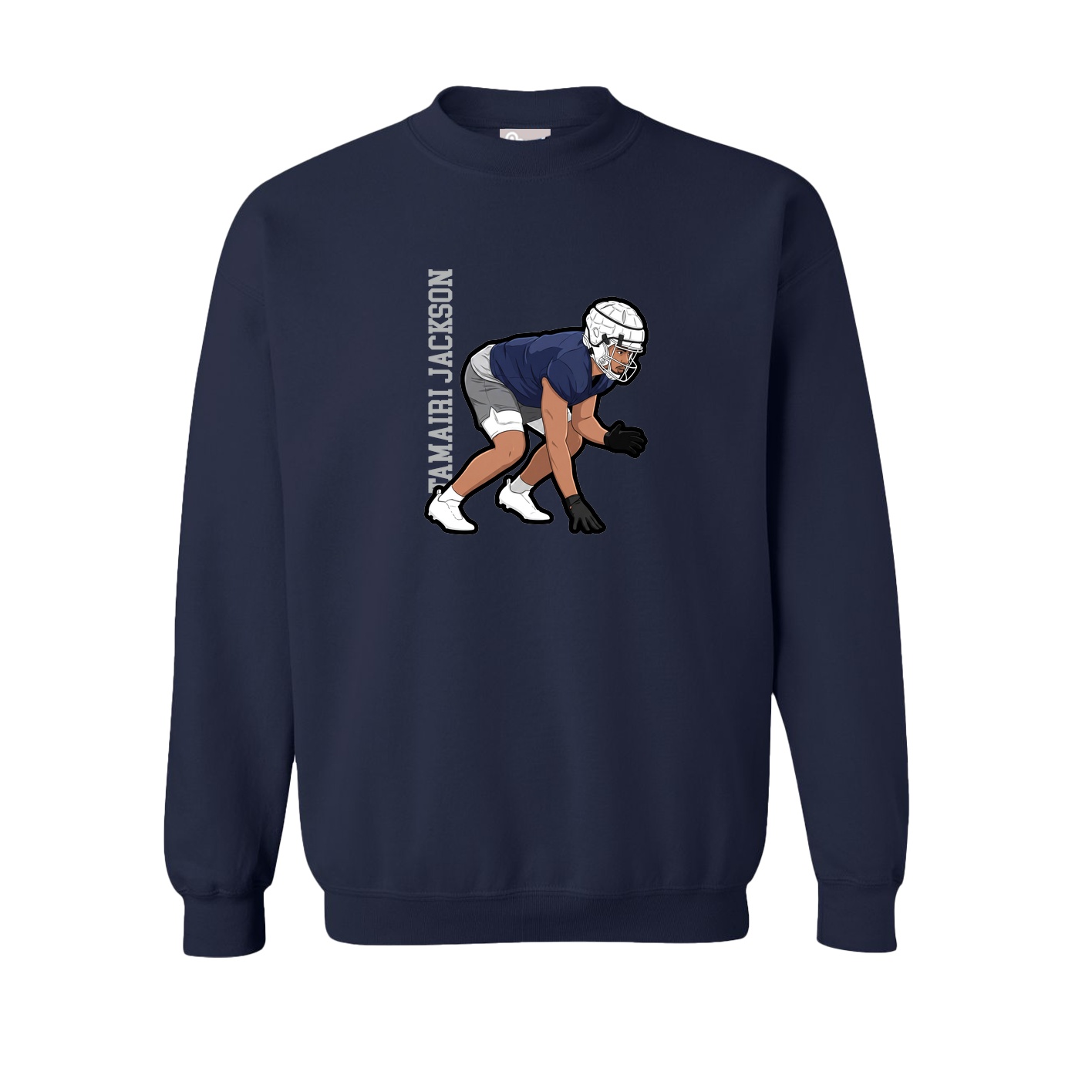 Fleece Crew — Name Vertical in Navy