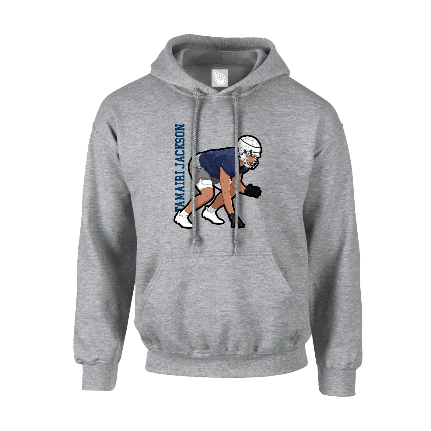 Youth Hoodie — Name Vertical in Grey