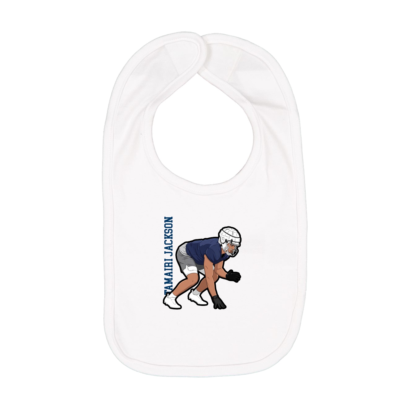 Infant Bib — Name Vertical in White