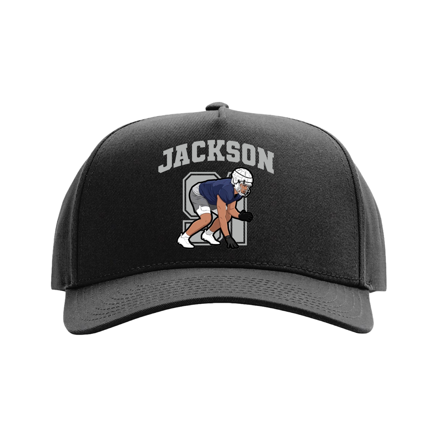 Full Fabric Five-Panel Champ Cap — Number in Black