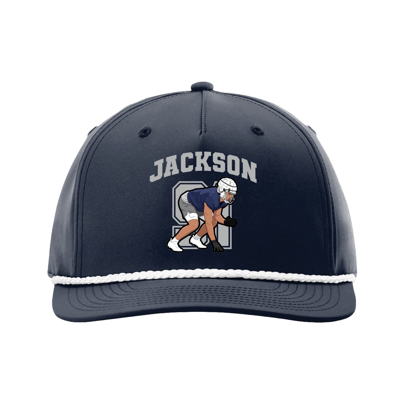 Five-Panel Classic Rope Cap — Number in Navy