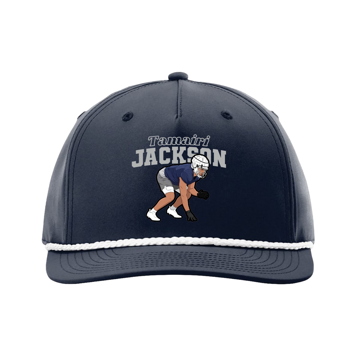 Five-Panel Classic Rope Cap — Name Arch in Navy