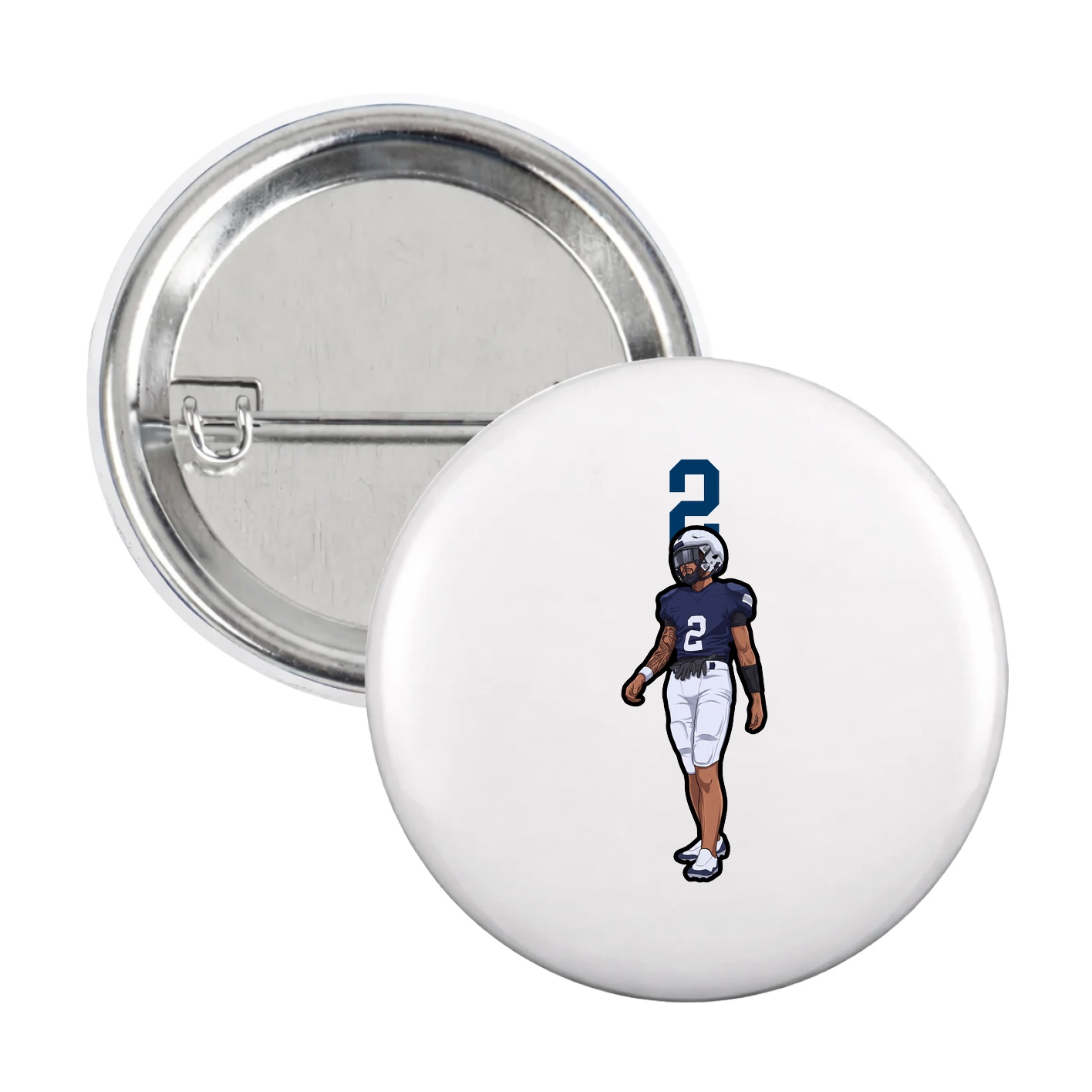 Game Day Button — Number Top in White