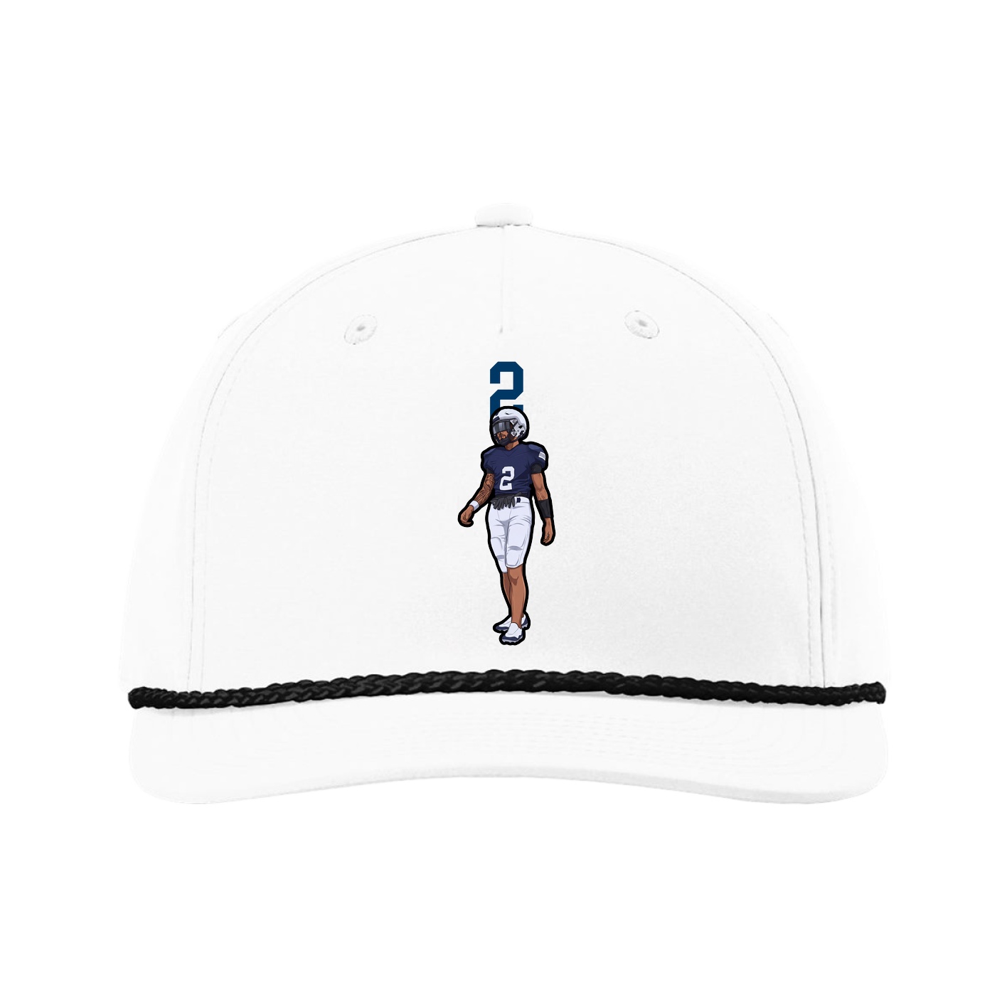 Five-Panel Classic Rope Cap — Number Top in White