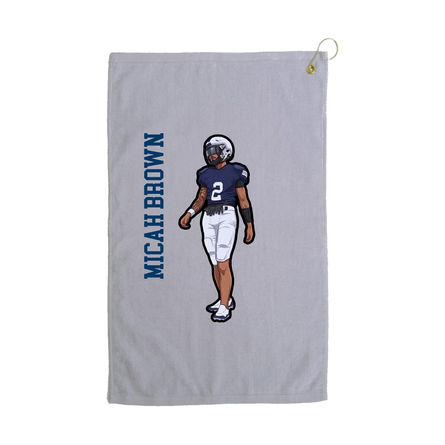 Golf Towel — Name Vertical in Grey
