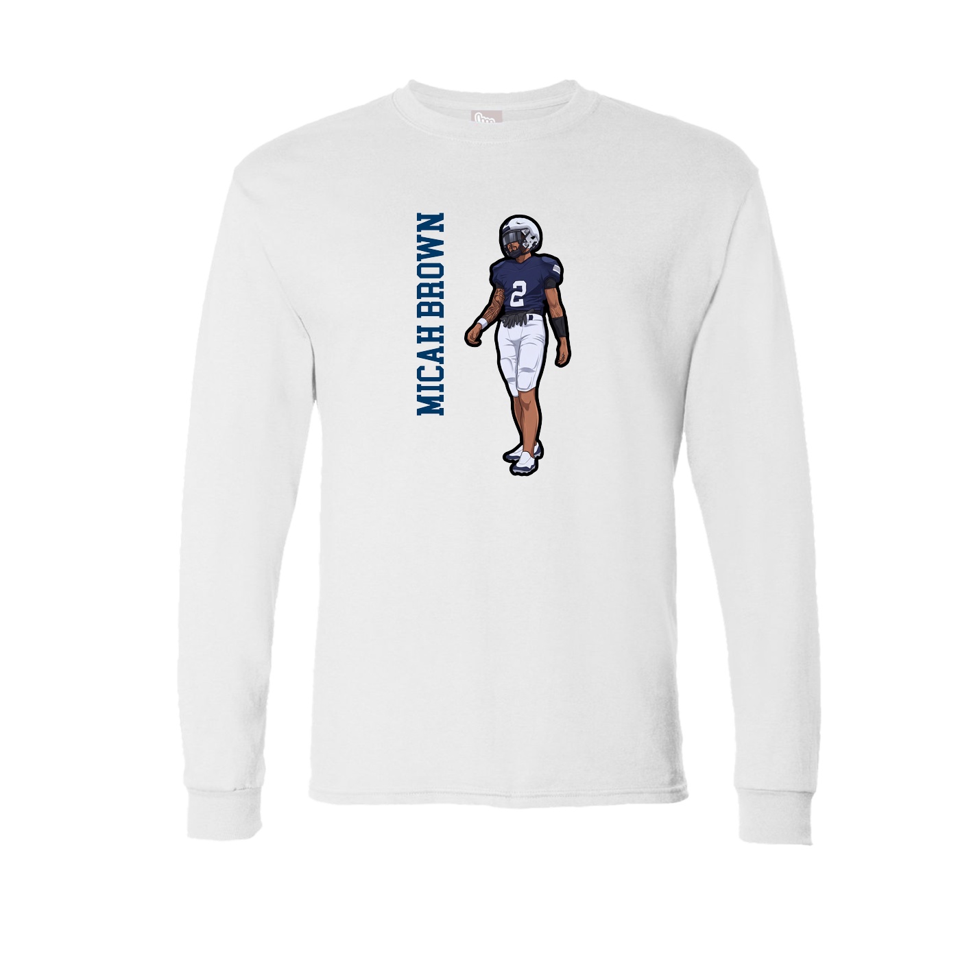 Long Sleeve Tee — Name Vertical in White