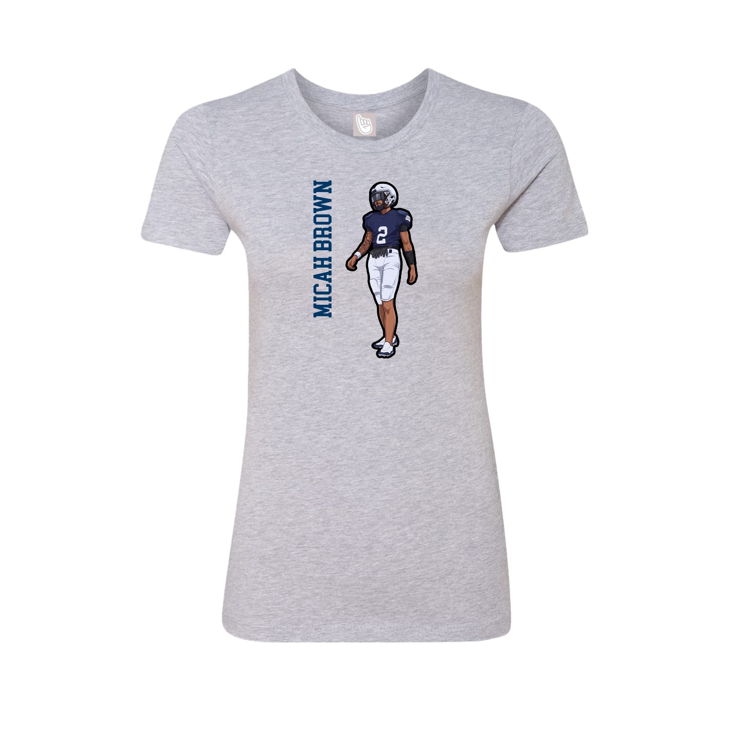 Fitted Women's Tee — Name Vertical in Grey