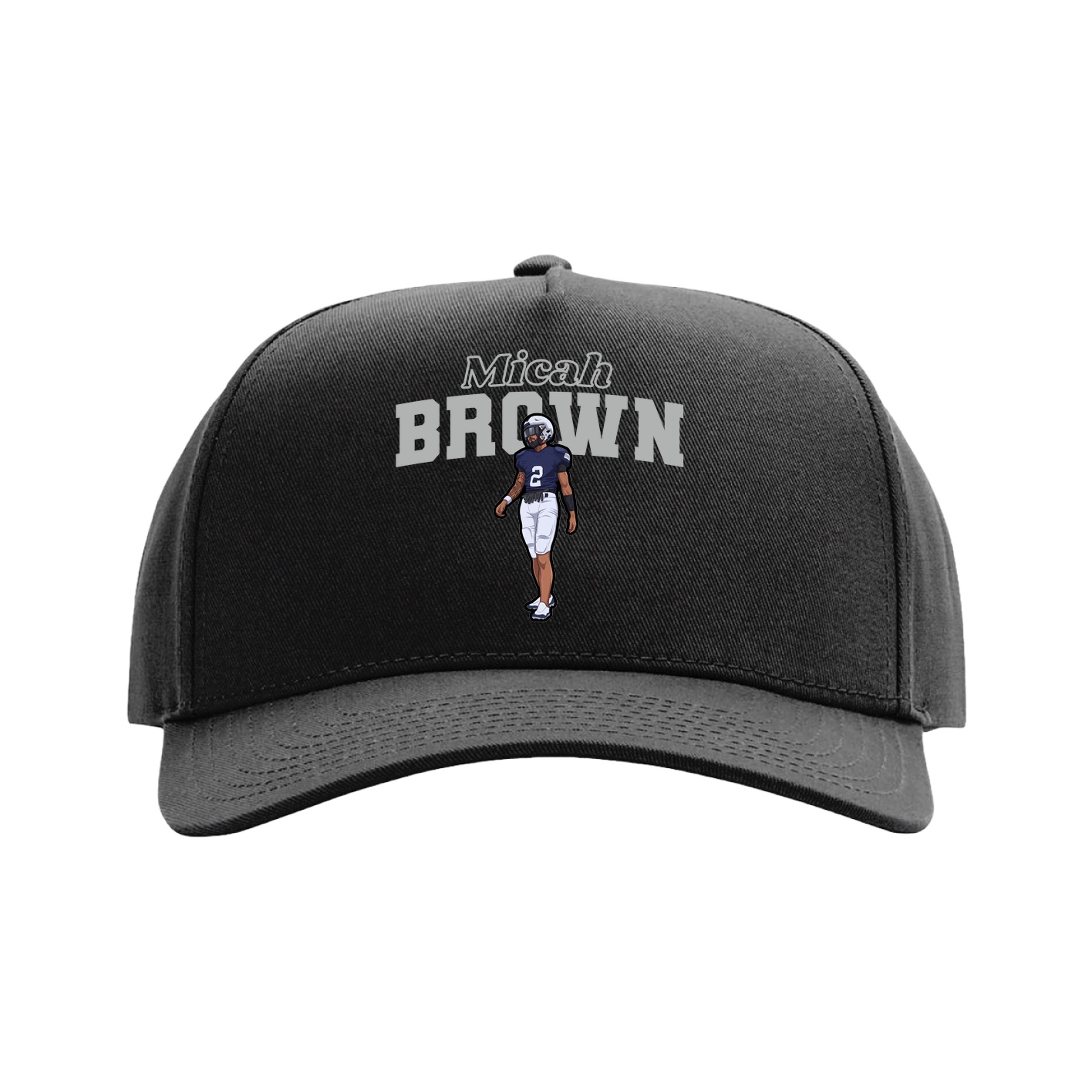 Full Fabric Five-Panel Champ Cap — Name Arch in Black