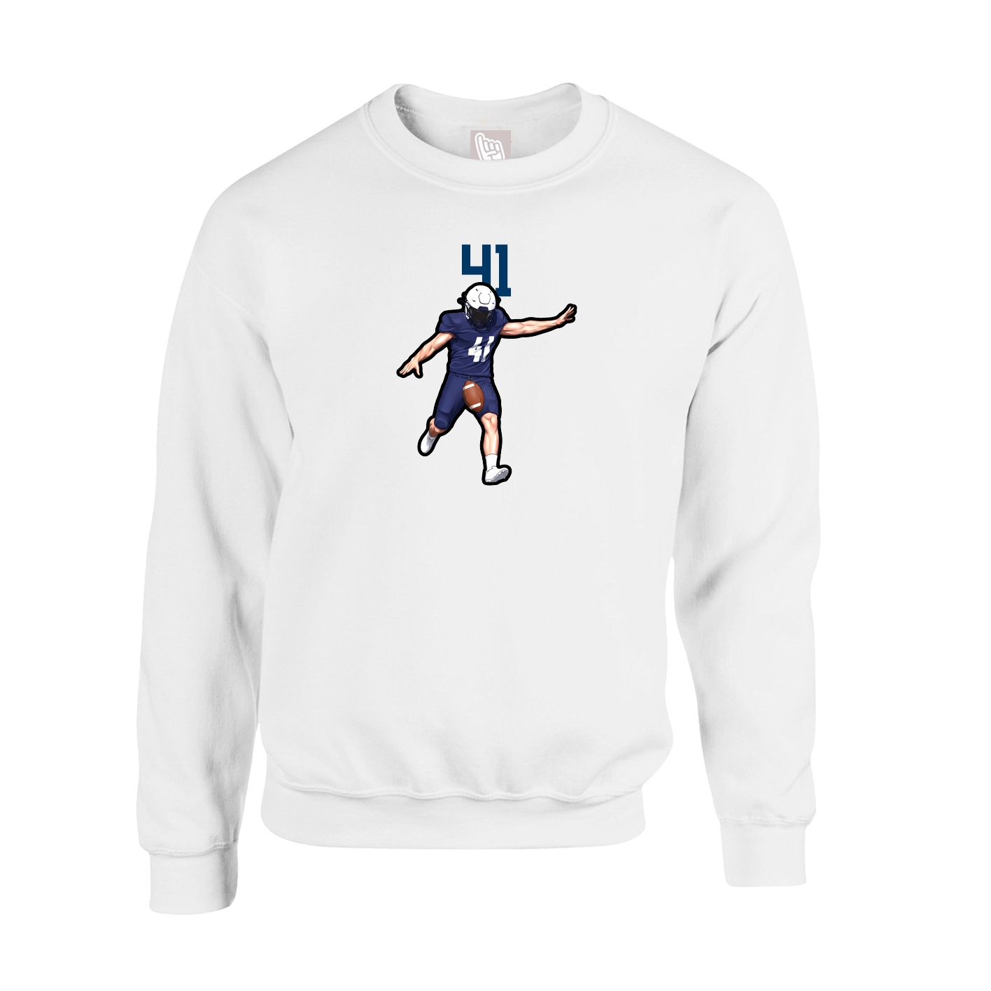 Fleece Crew — Number Top in White