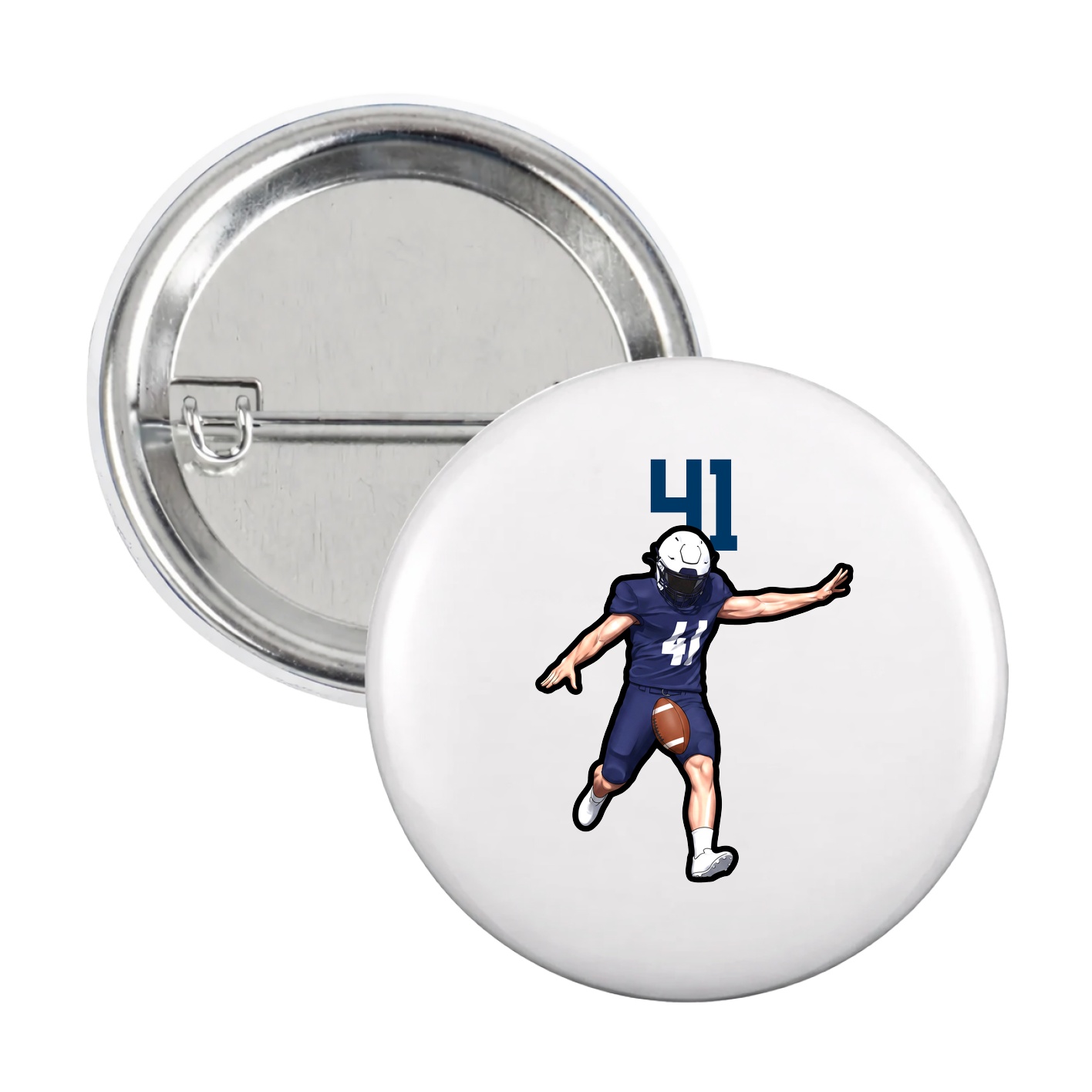 Game Day Button — Number Top in White
