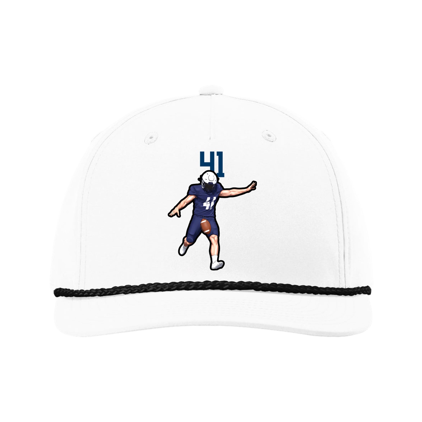 Five-Panel Classic Rope Cap — Number Top in White