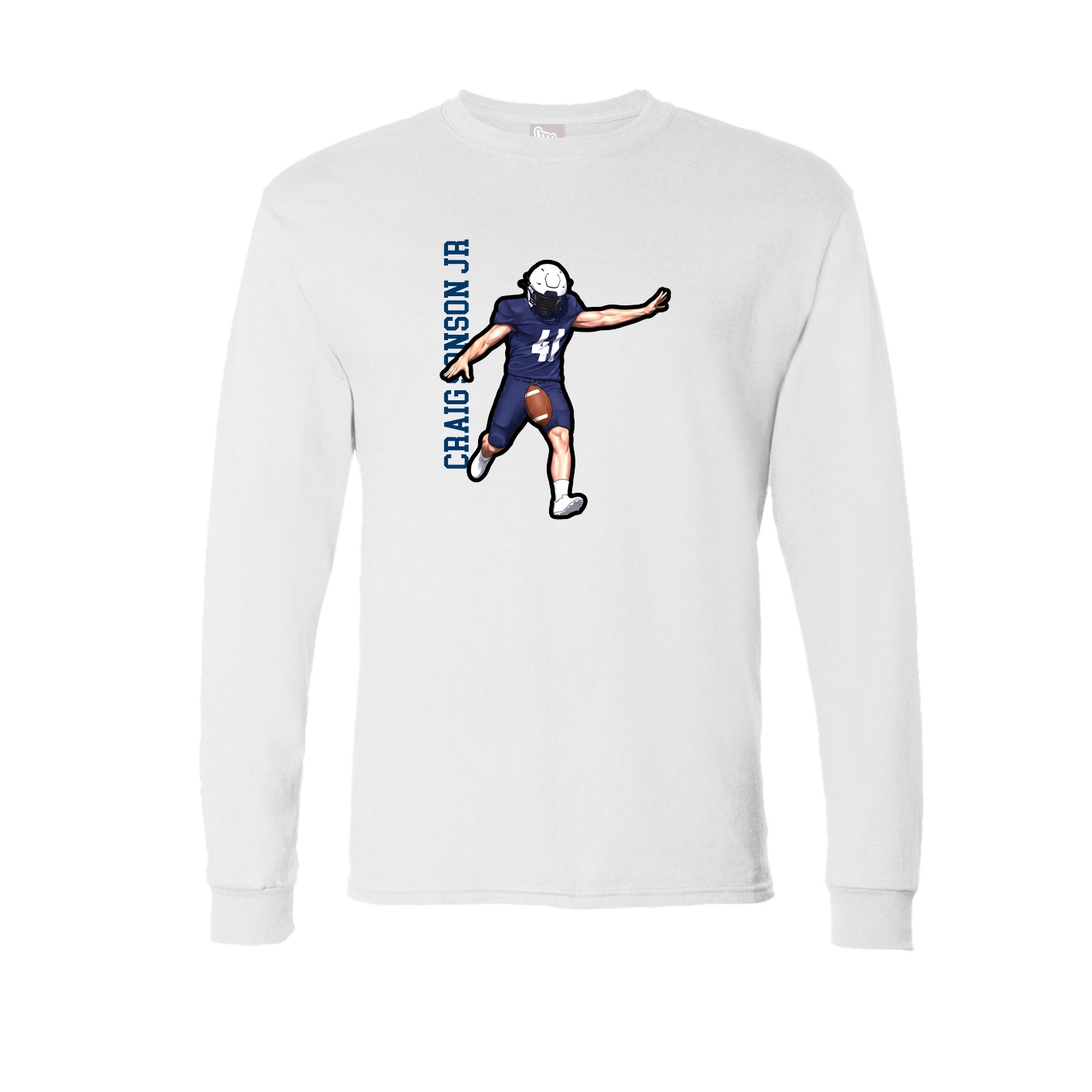 Long Sleeve Tee — Name Vertical in White