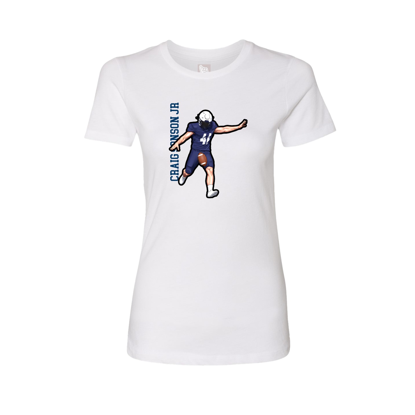 Fitted Women's Tee — Name Vertical in White