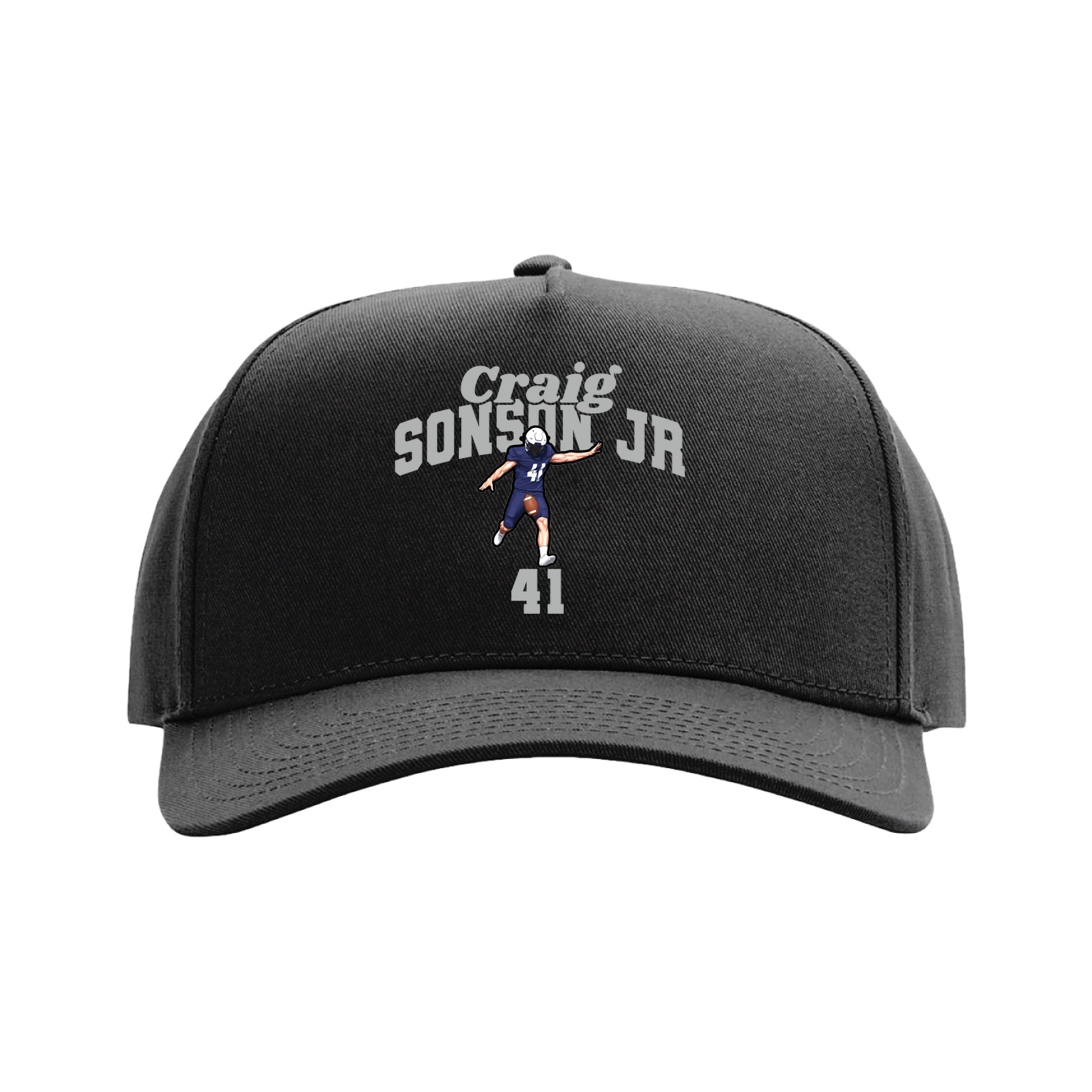 Full Fabric Five-Panel Champ Cap — Signature Arch in Black