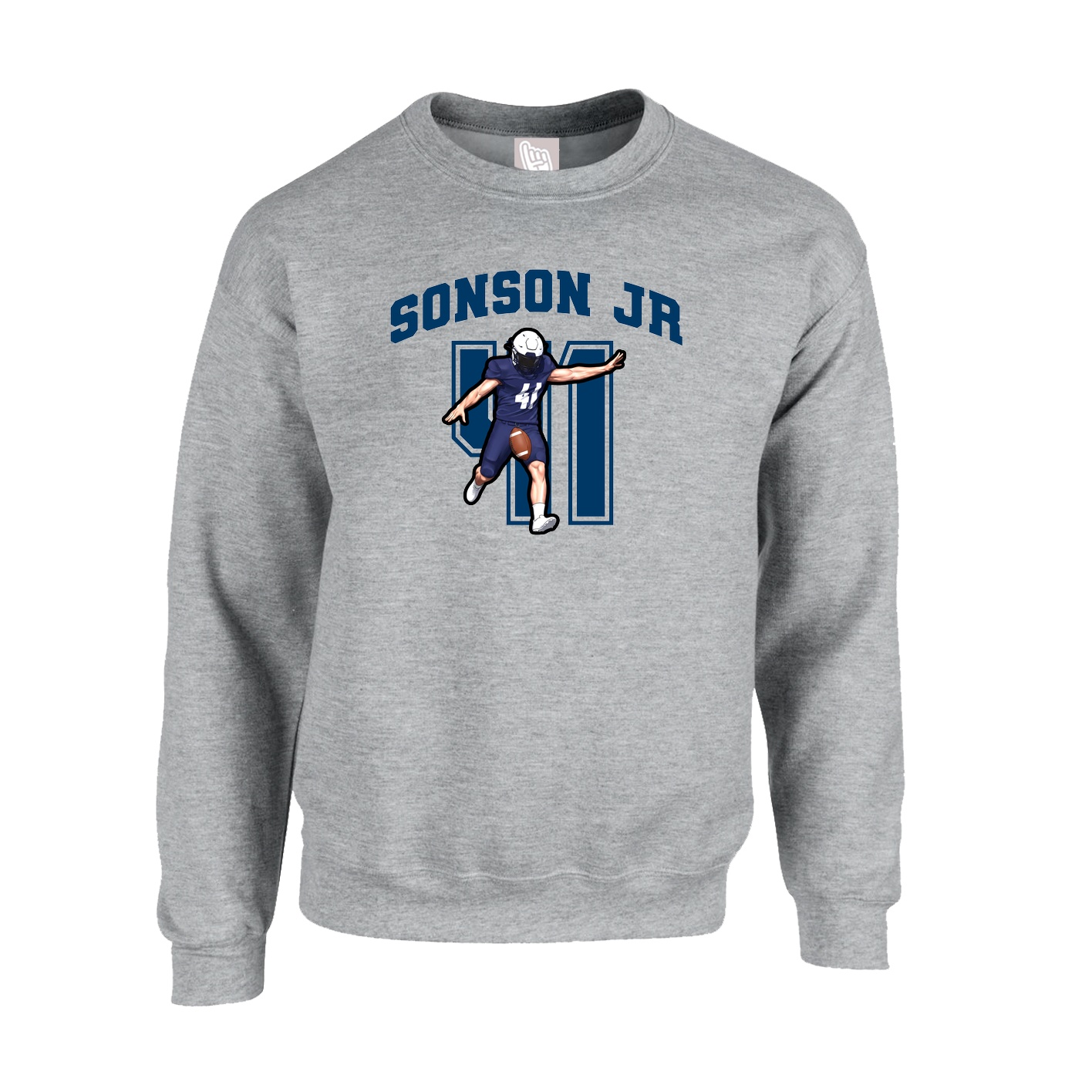 Fleece Crew — Number in Grey