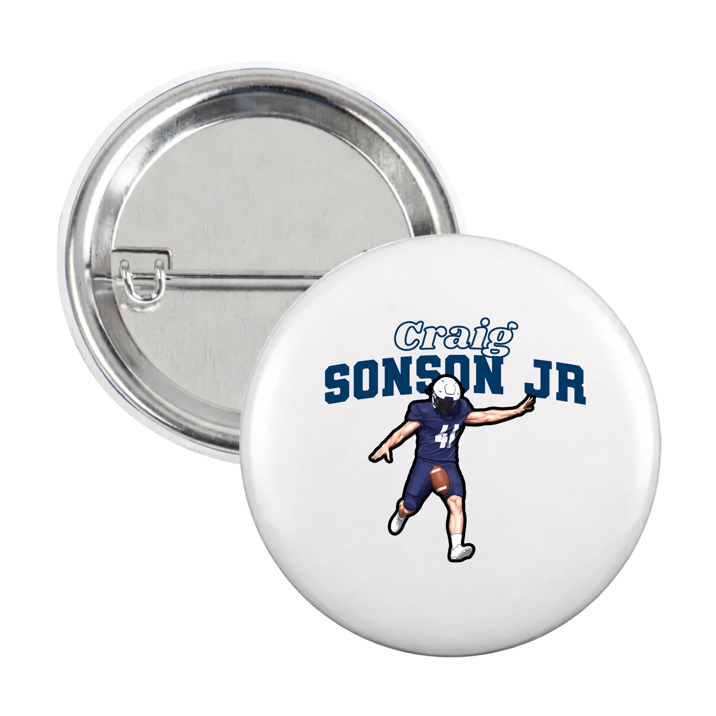 Game Day Button — Name Arch in White