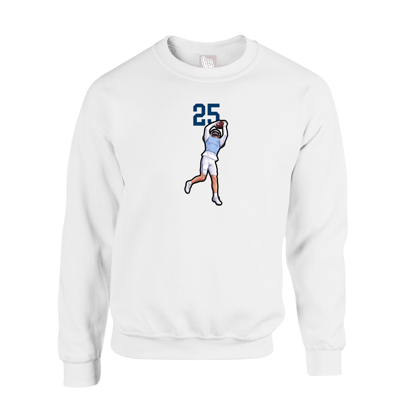 Fleece Crew — Number Top in White