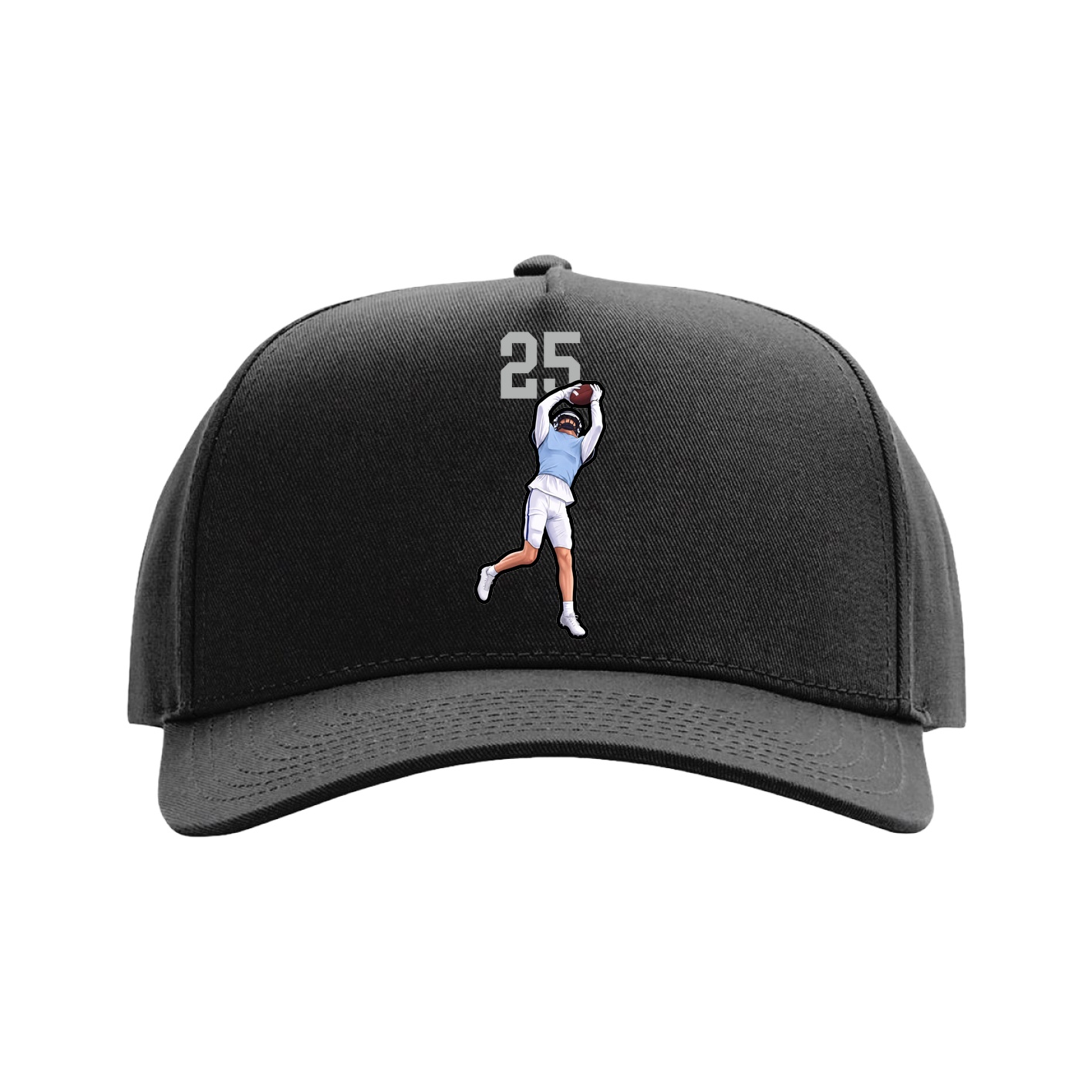 Full Fabric Five-Panel Champ Cap — Number Top in Black