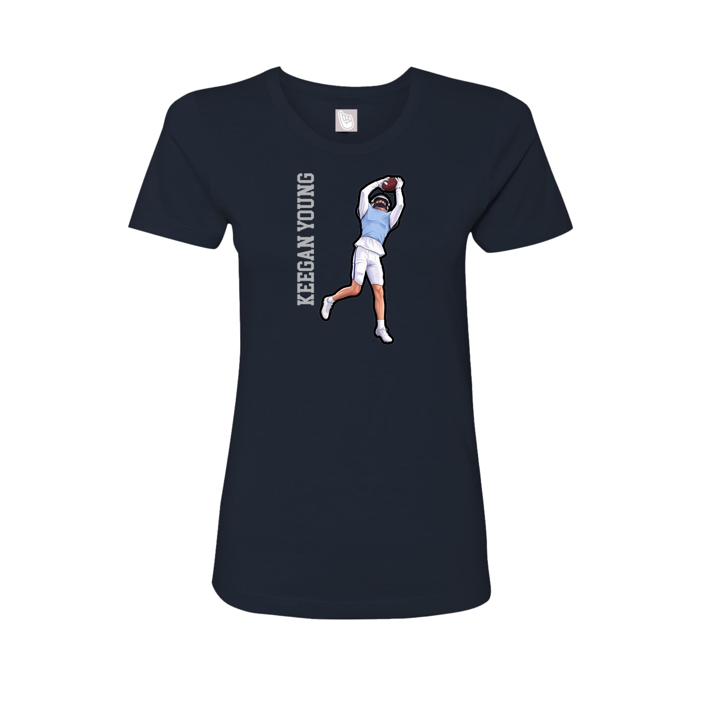 Fitted Women's Tee — Name Vertical in Navy